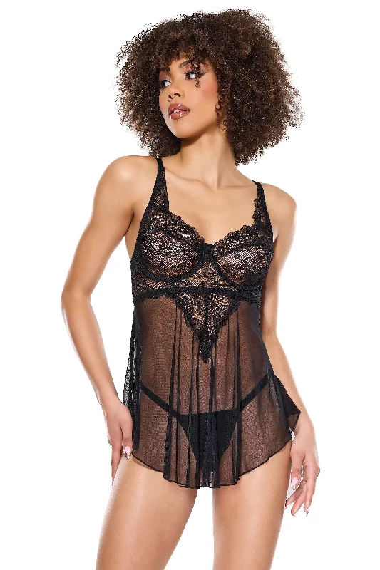 Elegant French Lace Lingerie for Women Ariana Babydoll Set