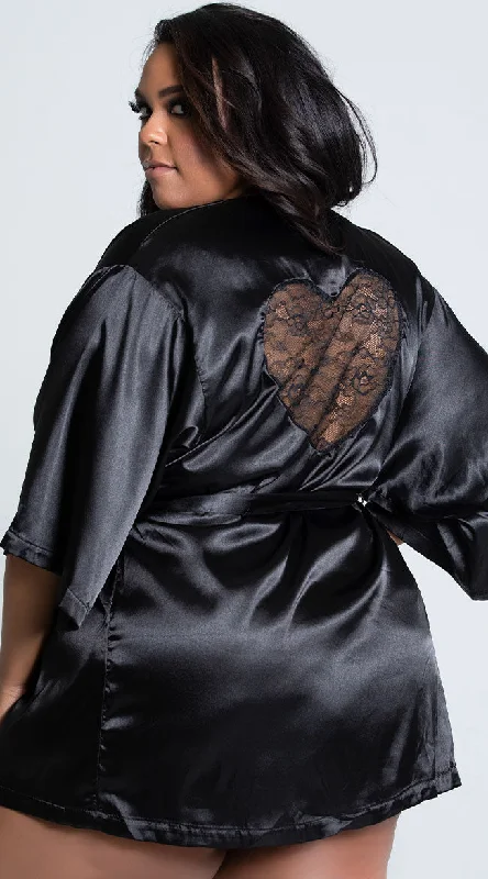 women robes for a spa - like experience at homePlus Size Amora Heart Satin Robe