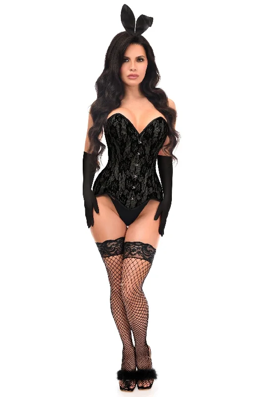 bridal women bustiers and corsetsTop Drawer 4 PC Premium Black Bunny Corset Costume