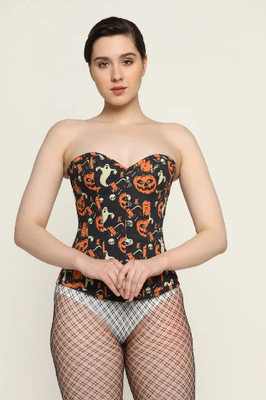 custom fit women bustiers and corsetsPumpkin ghost printed waist reducing overbust Corsets custom fit women bustiers and corsetsPumpkin ghost printed waist reducing overbust Corsets