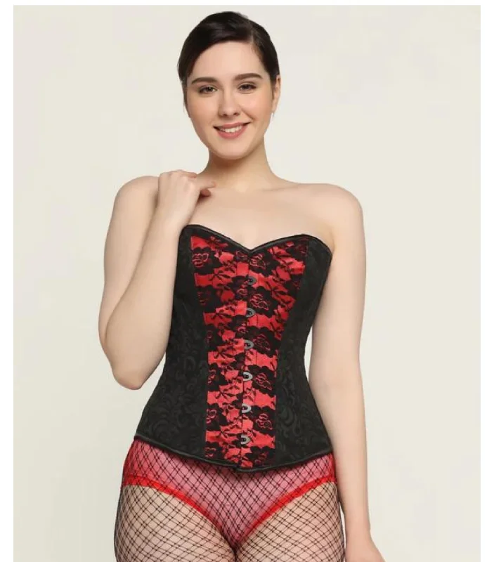 minimalist women bustiers and corsetsRed Black waist reducing  overbust Corsets