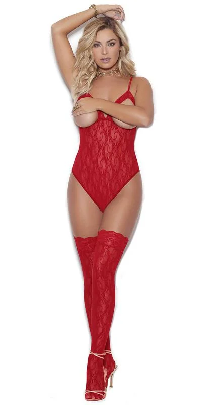 vintage style women sexy lingerieSexy Fire Floral Lace Open Cup Teddy with Stockings vintage style women sexy lingerieSexy Fire Floral Lace Open Cup Teddy with Stockings