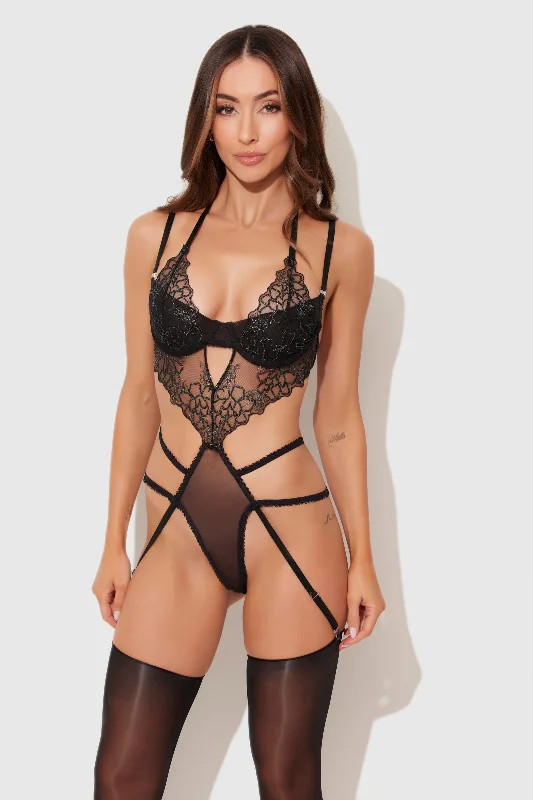 Women's Sheer Lingerie Nightgowns Eden Overlay Teddy