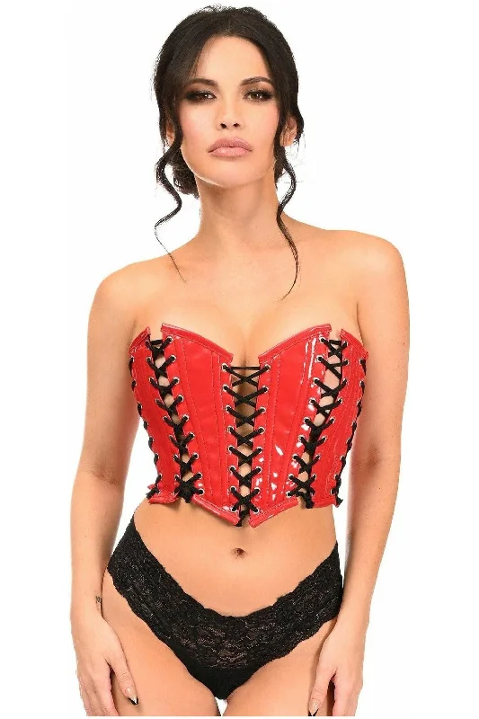 high - waisted women bustiers and corsetsLavish Red Patent w/Black Lacing Lace-Up Bustier high - waisted women bustiers and corsetsLavish Red Patent w/Black Lacing Lace-Up Bustier