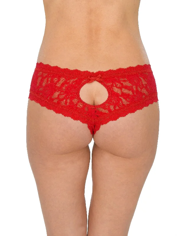 Women's High Waist Lingerie Bodysuits &oh™ Signature Lace Crotchless Cheeky Hipster Red