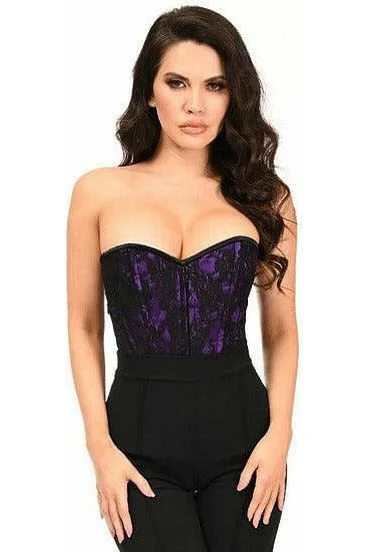 leather women bustiers and corsetsLavish Purple Lace Front Zipper Corset