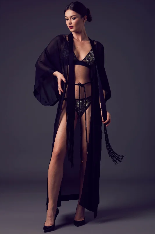 Elegant French Lace Lingerie for Women Ayako Sheer Kimono