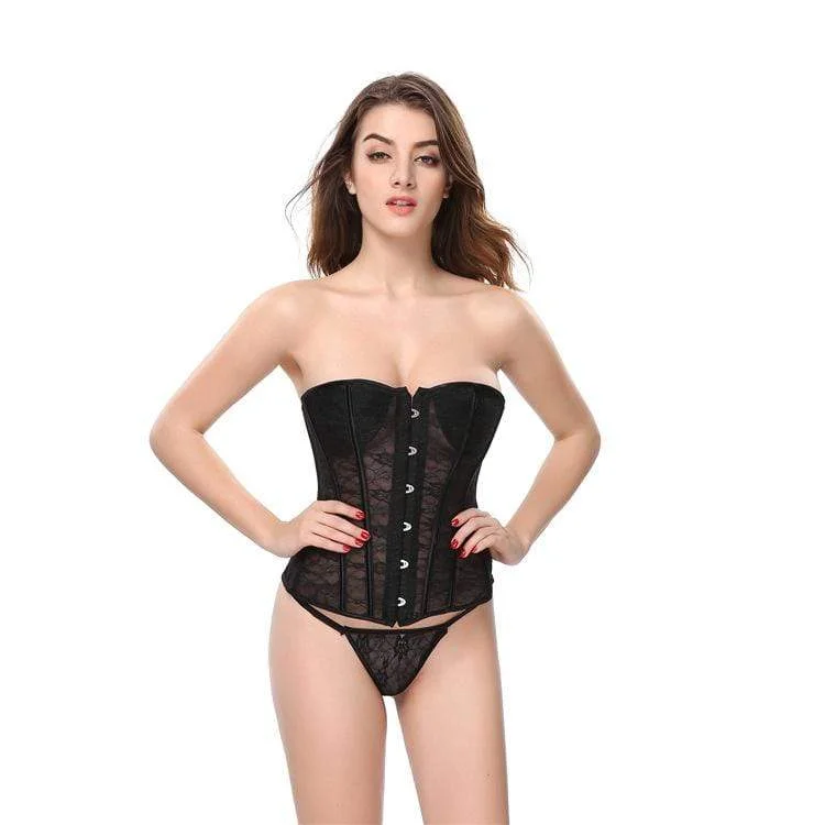 clubbing women bustiers and corsetsWomen's Gothic Floral Lace Overbust Corsets With T-back clubbing women bustiers and corsetsWomen's Gothic Floral Lace Overbust Corsets With T-back