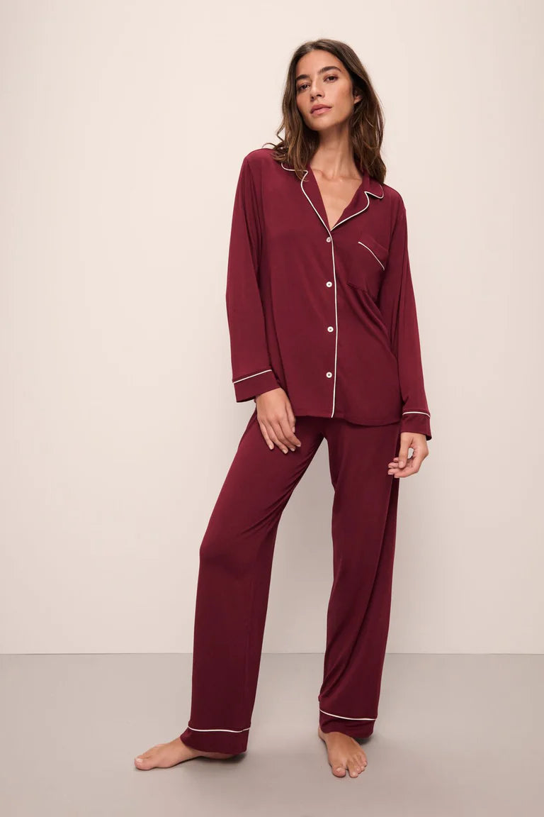 women's pajama sets with a crew - neck topGisele TENCEL™ Modal Long PJ Set | Cabernet