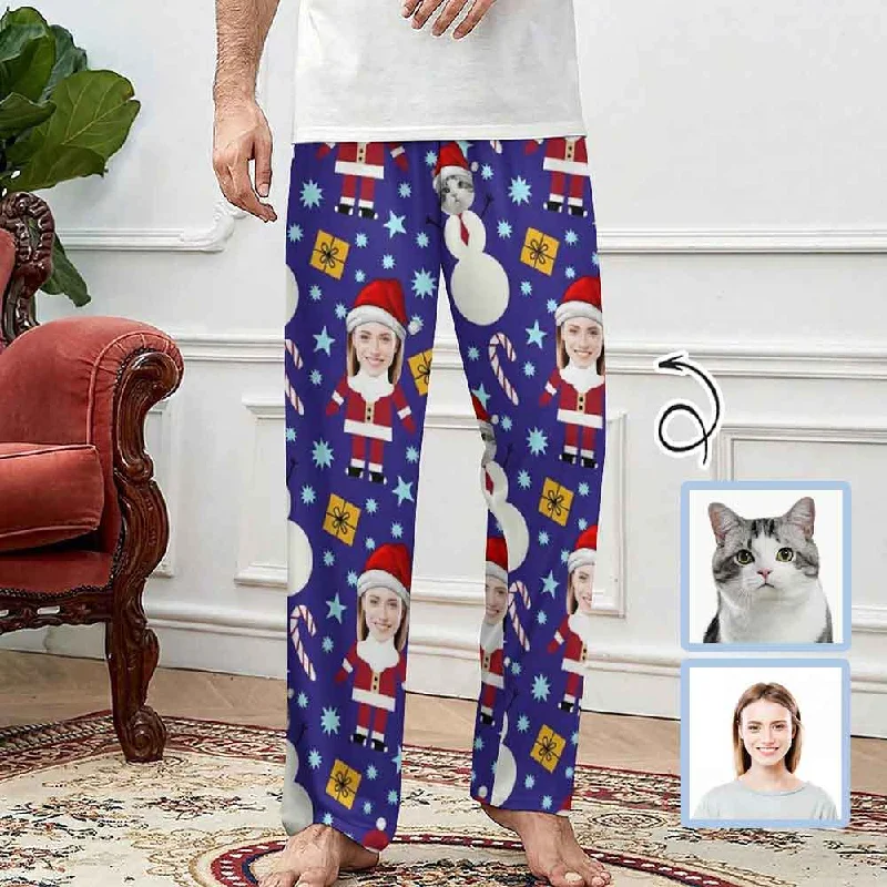 women's sleepshirts with a contrasting collarCustom Face Christmas Slumber Party Unisex Long Pajama Pants For Men Women Kids