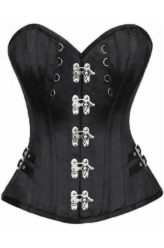 prom women bustiers and corsets dressesTop Drawer Black Satin Steel Boned Overbust Corset w/Buckles prom women bustiers and corsets dressesTop Drawer Black Satin Steel Boned Overbust Corset w/Buckles