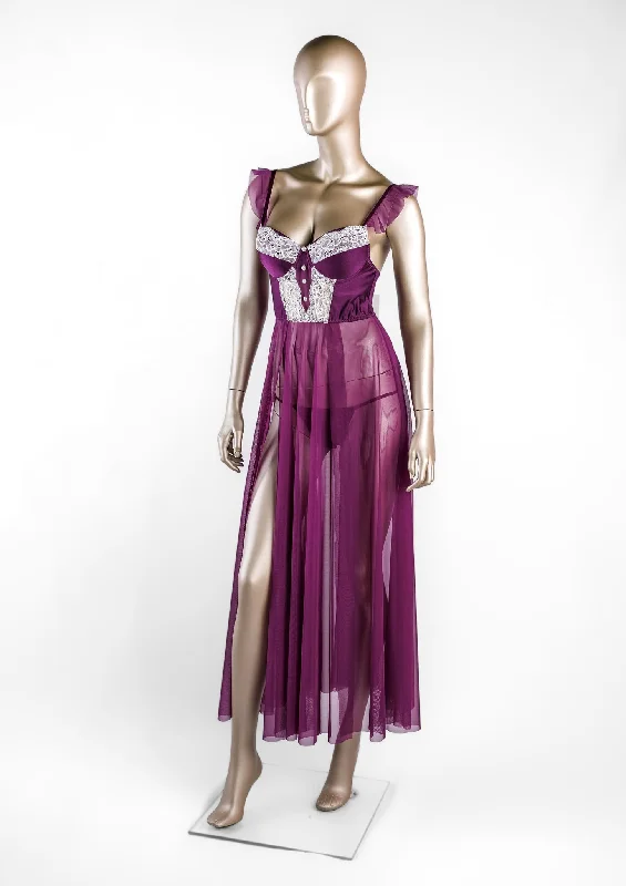 Women's Lingerie with Matching Robes Shiny tulle gown