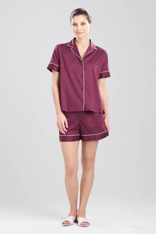 women's pajama sets with a satin - finished fabricCotton Sateen Shorts PJ
