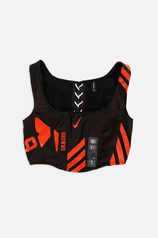 satin fabric women bustiers and corsetsRework Cleveland Browns NFL Corset - S