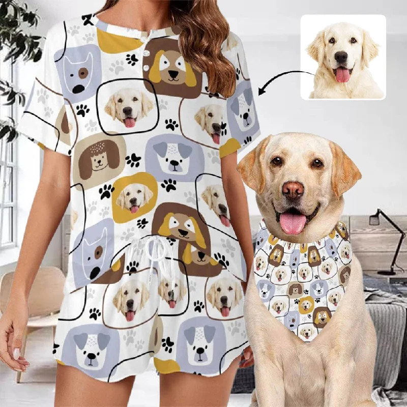 short sleeve women's sleepshirts for summerCustom Pet Face Cube Cute Painting Pink Pajama Set Women's Short Sleeve Top and Shorts Loungewear Athletic Tracksuits short sleeve women's sleepshirts for summerCustom Pet Face Cube Cute Painting Pink Pajama Set Women's Short Sleeve Top and Shorts Loungewear Athletic Tracksuits
