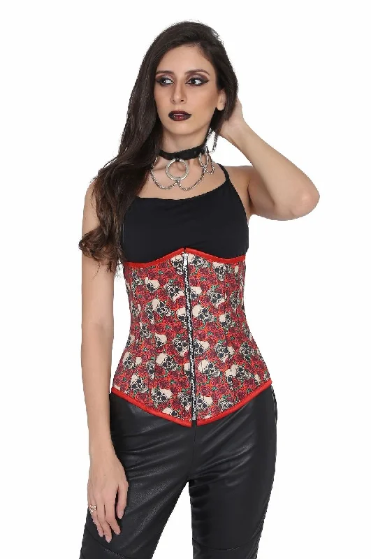 lace detailed women bustiers and corsetsSkull Rose Underbust Waist Reducing Underbust Corset
