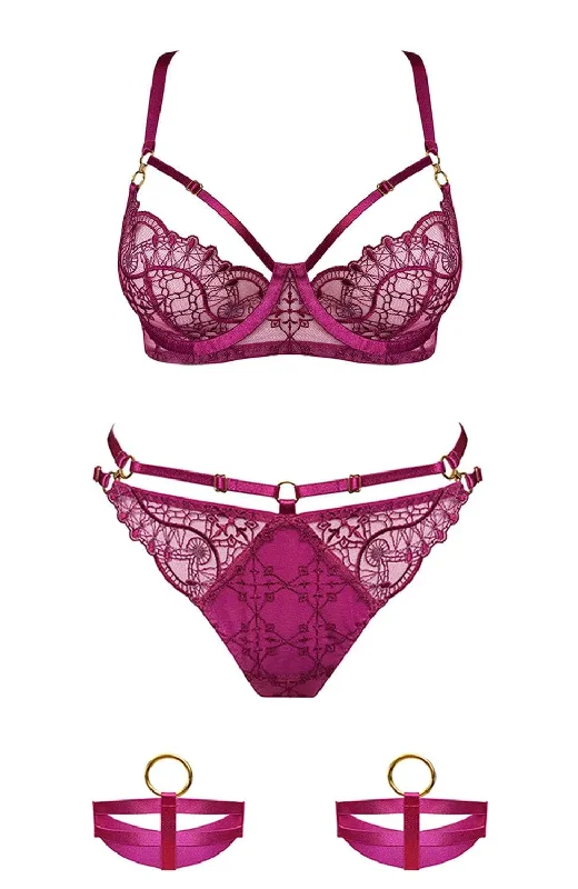 seamless anti - bacteria women briefs for daily wearMari Balconette Wire Bra, Open Back Brief and Garters Set seamless anti - bacteria women briefs for daily wearMari Balconette Wire Bra, Open Back Brief and Garters Set