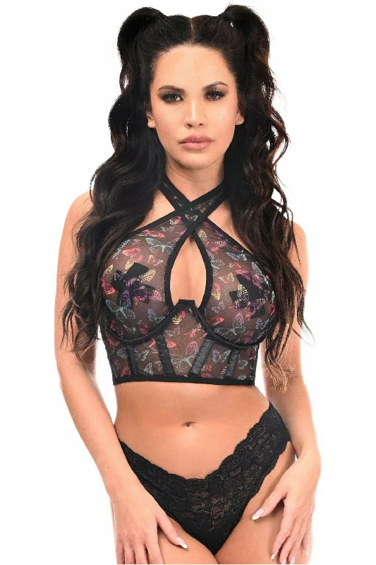 affordable women bustiers and corsetsLavish Neon Butterfly Mesh Underwire Cincher w/Built In Halter Top affordable women bustiers and corsetsLavish Neon Butterfly Mesh Underwire Cincher w/Built In Halter Top