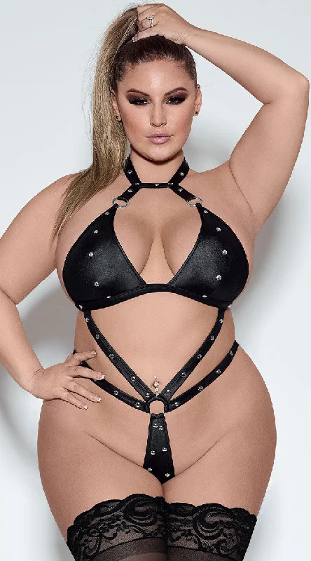 Women's Everyday Wear Lingerie Plus Size Barbarella Studded Teddy