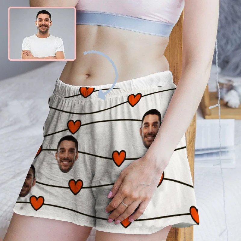 women's nightgowns with a vintage - inspired designCustom Face Women's Pajama Shorts Personalized Love Heart Sleepwear Shorts women's nightgowns with a vintage - inspired designCustom Face Women's Pajama Shorts Personalized Love Heart Sleepwear Shorts