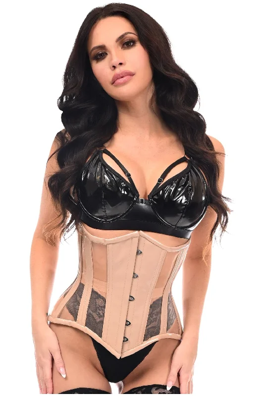 beaded women bustiers and corsetsTop Drawer Nude Patent & Mesh Steel Boned Under Bust Corset beaded women bustiers and corsetsTop Drawer Nude Patent & Mesh Steel Boned Under Bust Corset