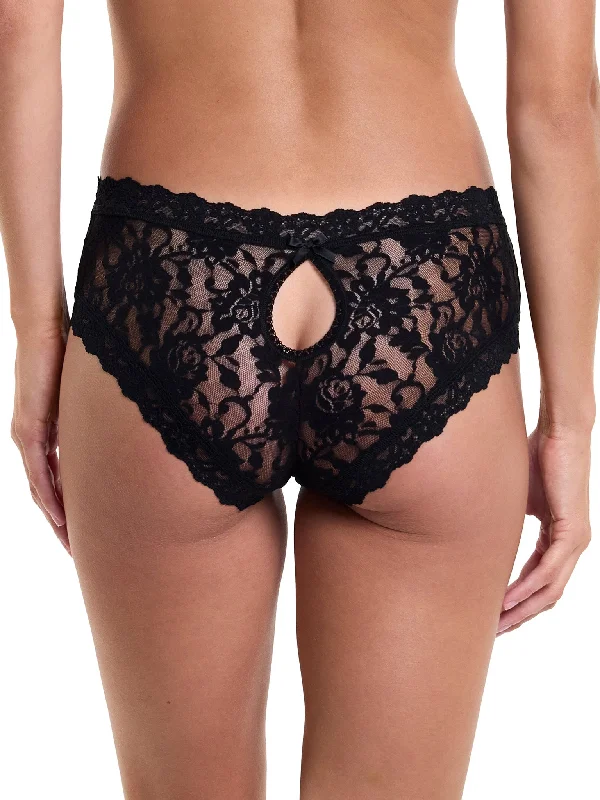 Sexy Lingerie for Women with Stockings Signature Lace Keyhole Cheeky Black