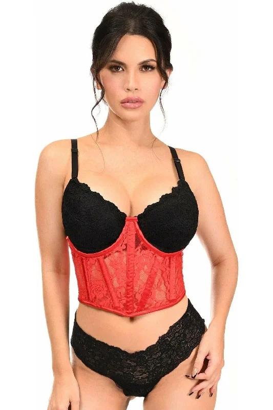 strapless women bustiers and corsets styleLavish Red Sheer Lace Underwire Waist Cincher Corset