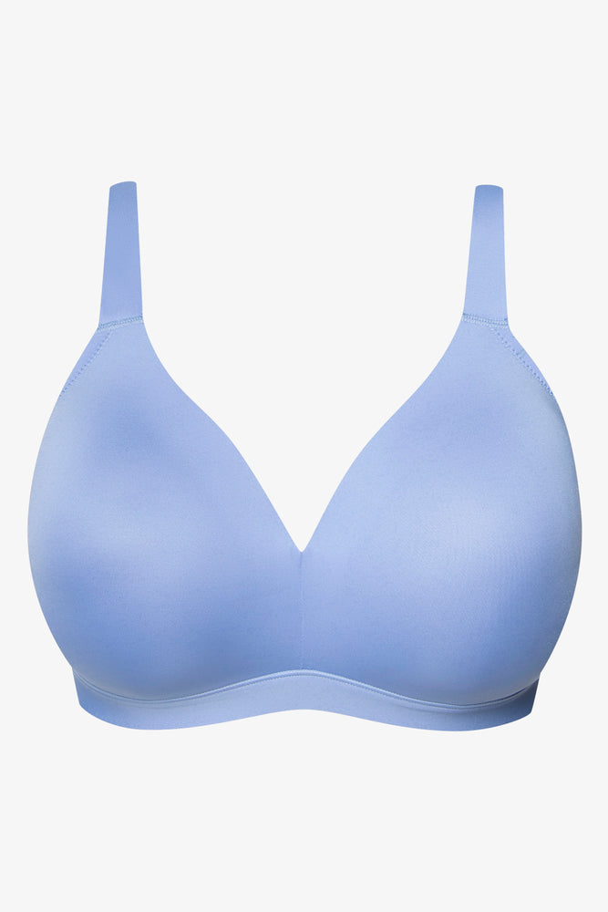 Elegant French Lace Lingerie for Women Plus Size Padded Wire Free Bra Blue