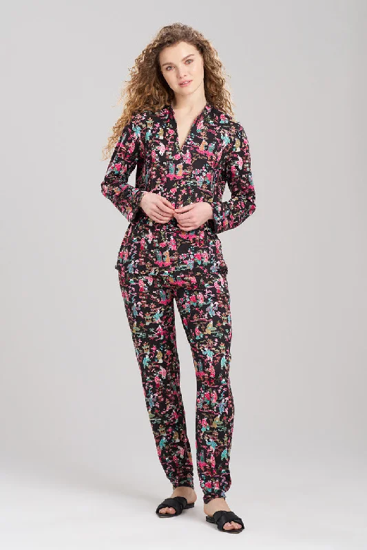 women's satin pajama sets with lace trimRen Mandarin PJ