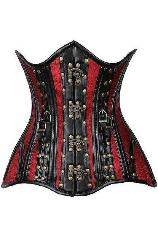 prom women bustiers and corsets dressesTop Drawer Faux Leather & Wine Brocade Steel Boned Under Bust Corset prom women bustiers and corsets dressesTop Drawer Faux Leather & Wine Brocade Steel Boned Under Bust Corset