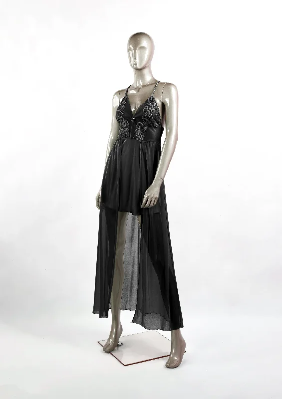 Women's Tummy Control Lingerie Shiny Tulle Gown