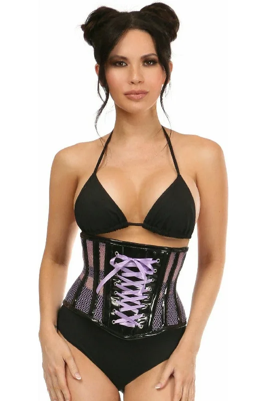 lace detailed women bustiers and corsetsTop Drawer Purple Patent & Fishnet Underbust Corset lace detailed women bustiers and corsetsTop Drawer Purple Patent & Fishnet Underbust Corset
