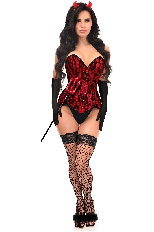 leather women bustiers and corsetsTop Drawer 4 PC Premium Devil Corset Costume