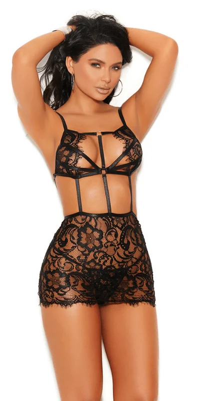 swimwear inspired women sexy lingerieSexy Tempted Black Eyelash Lace Strappy Babydoll and G-String swimwear inspired women sexy lingerieSexy Tempted Black Eyelash Lace Strappy Babydoll and G-String