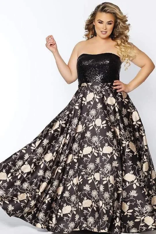 women sexy dresses with fishnet panelsSydneys Closet Plus Size Long Prom Dress