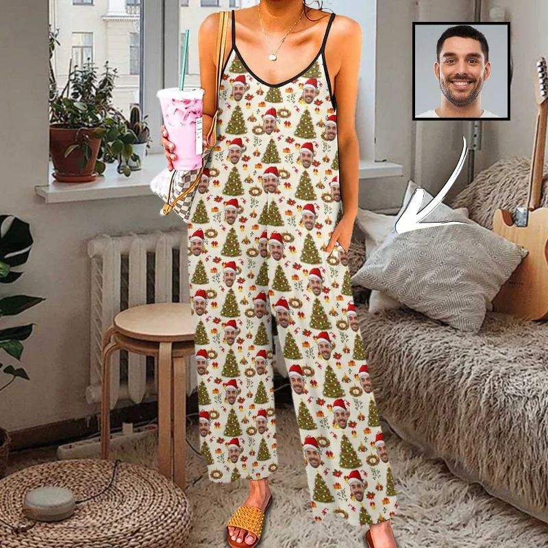 women's nightgowns for a stylish hospital stayPersoanlized Sleepwear Custom Photo Funny Loungewear With Faces On Women's Christmas Hat Tree Suspender Jumpsuit Loungewear women's nightgowns for a stylish hospital stayPersoanlized Sleepwear Custom Photo Funny Loungewear With Faces On Women's Christmas Hat Tree Suspender Jumpsuit Loungewear