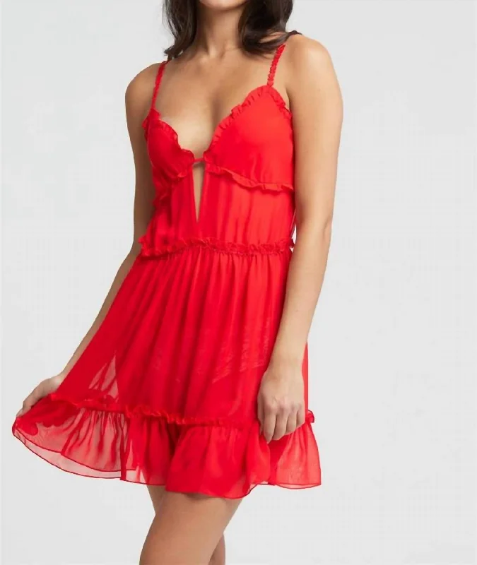 women lounge dress with a vintage - inspired designFrida Chemise In Cherry