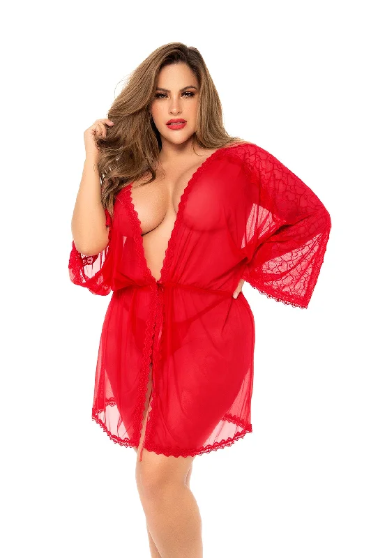 women robes with a shawl collar for styleJulia Tulle and Lace Robe