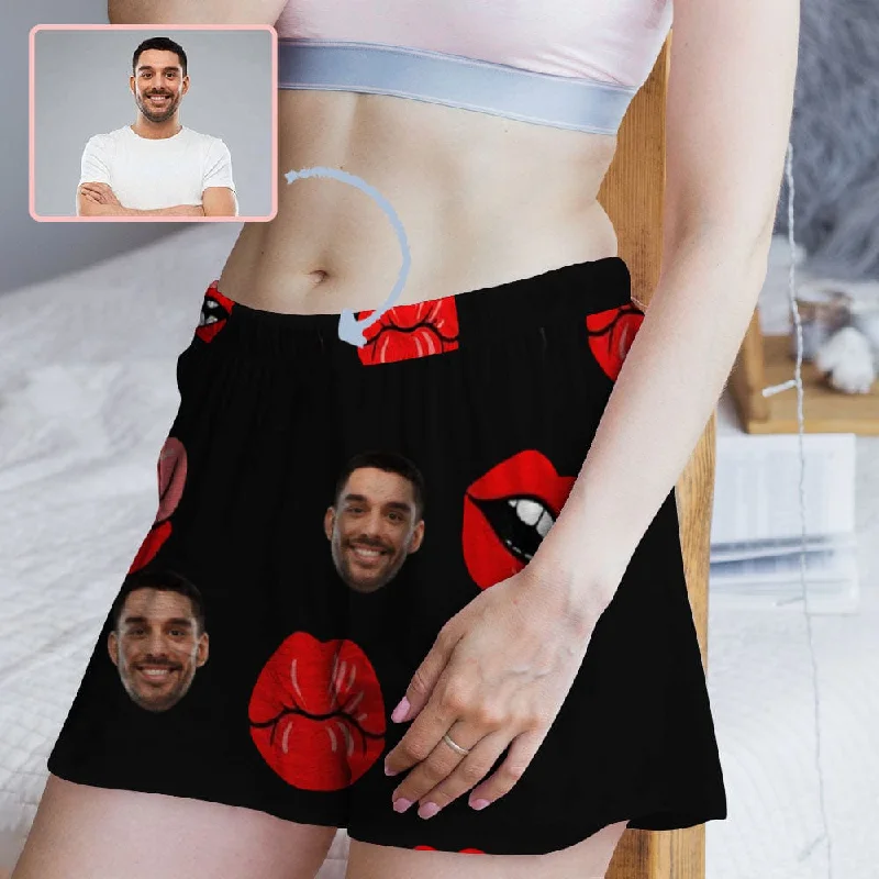 women's nightgowns with a thermal - regulating featureCustom Face Women's Pajama Shorts Personalized Red Lips Sleepwear Shorts women's nightgowns with a thermal - regulating featureCustom Face Women's Pajama Shorts Personalized Red Lips Sleepwear Shorts