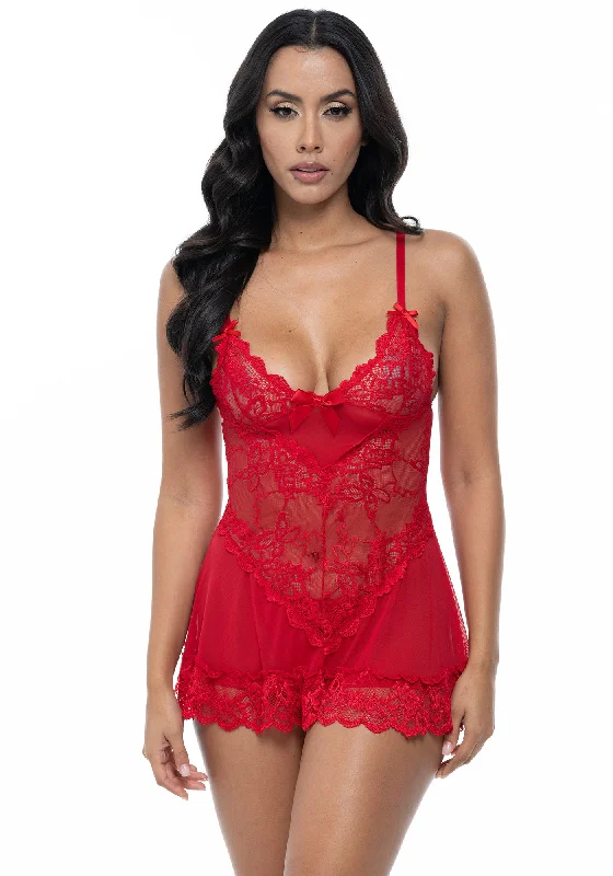Lingerie Gift Sets for Women Valentine Lace Babydoll - Red