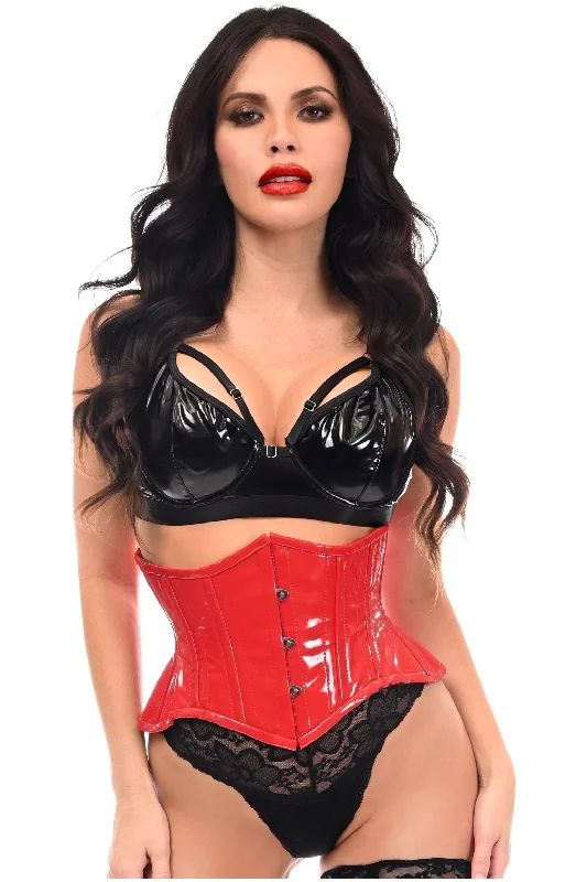 seamless women bustiers and corsets comfortTop Drawer Red Patent Steel Boned Mini Cincher Under Bust Corset