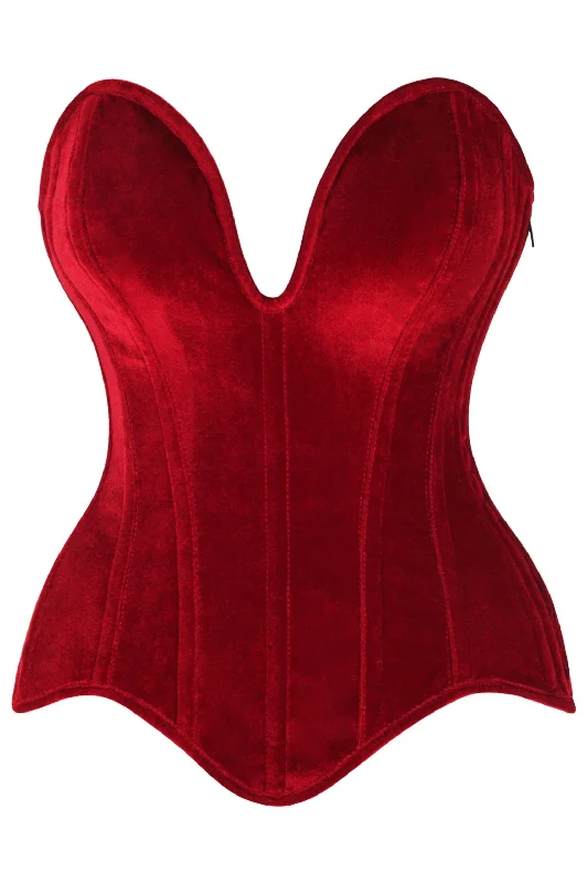 seamless women bustiers and corsets comfortTop Drawer Steel Boned Dark Red Velvet Plunge Neckline Overbust Corset seamless women bustiers and corsets comfortTop Drawer Steel Boned Dark Red Velvet Plunge Neckline Overbust Corset