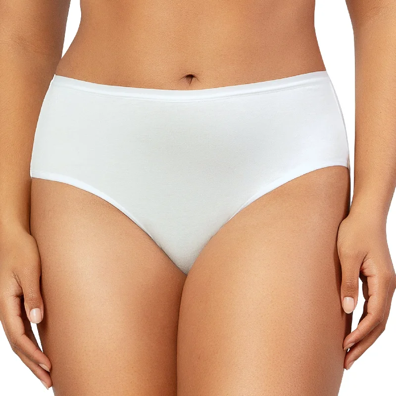 high - cut women briefs for a leg - lengthening effectPARFAIT Cozy Brief PP5032 Cotton Like Fabric Full Coverage  - Pearl White