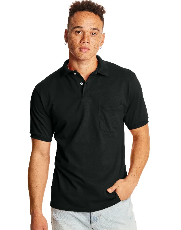 Women's Everyday Wear Lingerie Hanes Mens CottonBlend® EcoSmart® Jersey Polo With Pocket 2-Pack