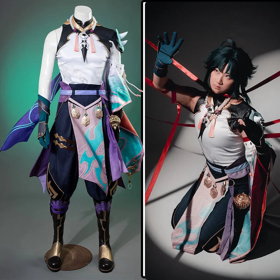 women custom - made cosplay costumesGenshin Impact Xiao Cosplay Costume/Shoes C07487  AAA