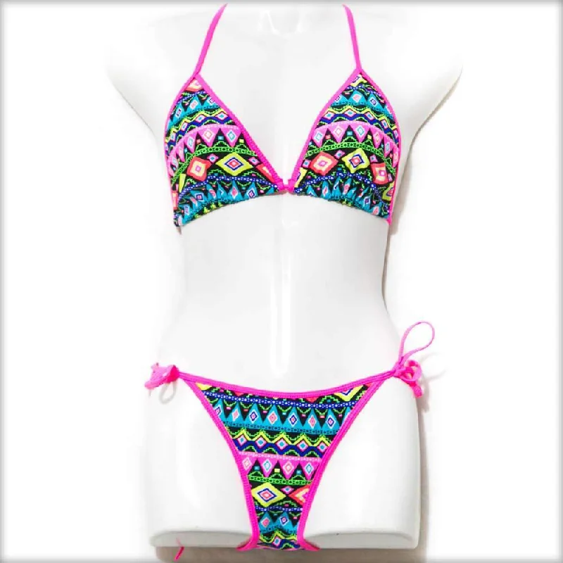 printed women bikini briefs with floral patternsMulti Triangle Bikini Set