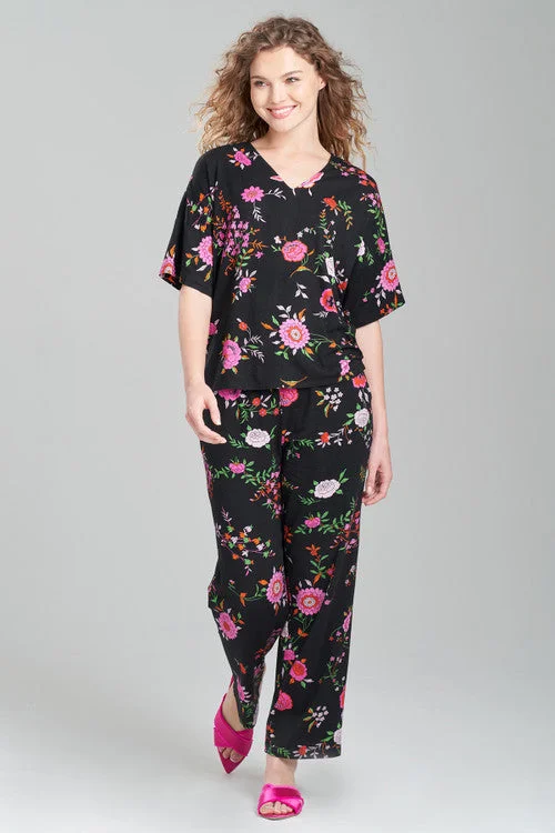women's pajama sets with a crew - neck topButterfly Garden V-Neck PJ