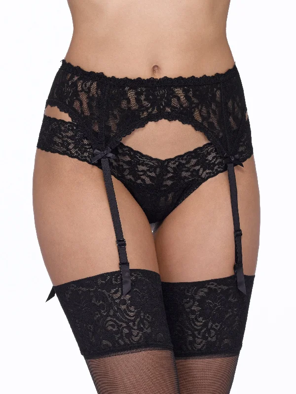 Women's Maternity Lingerie Signature Lace Garter Belt Black