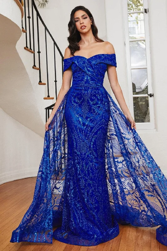 women sexy dresses for Venetian carnivalsCinderella Divine J836 Long Off Shoulder Evening Gown