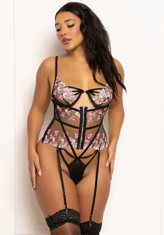Women's Thermal Lingerie for Cold Weather Anna Embroidered Bustier Set